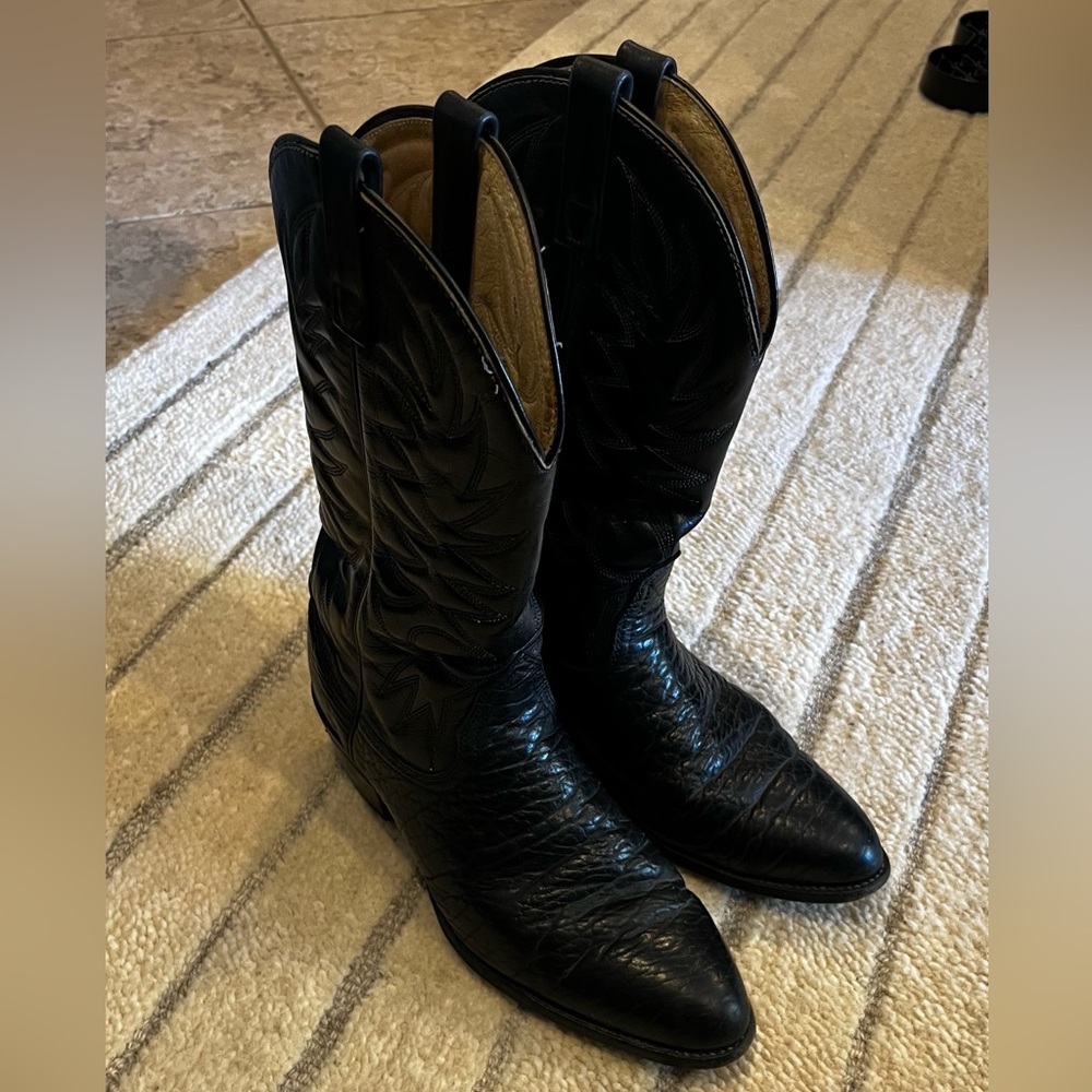 Black Leather Cowboy Boots